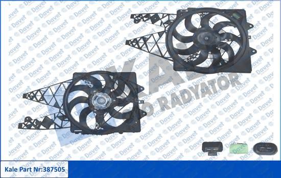 KALE 387505 Fan Motoru Davlumbazli Fiat Bravo Ii Grande Punto Punto Evo 1.3d/1.6d Mtj 1.4 16v 08> - Alfa Romeo Mito 1.3mtj 1.4turbo/Tjet 1.6jtdm 08>18 Punto Evo 1.4 12> (300w 2600 Rpm-12v)